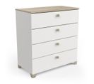 Commode 4 Tiroirs Blanc Mat/chêne Clair - Zily - L 79 X L 42 X H 82.5 Cm