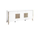 Buffet 3 Portes Battantes + Miroir Blanc Brillant/or - Nahesa