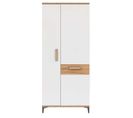 Armoire 2 Portes Battantes Chêne Miel/blanc - Apodis - L 85 X L 56 X H 197 Cm