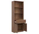 Bibliothèque 2 Portes Battantes 1 Tiroir Bois Marron - Qiz - L 68.5 X L 35 X H 194 Cm