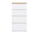 Commode 4 Tiroirs Blanc/bois - Qiz - L 54.5 X L 35 X H 105 Cm