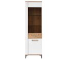 Vitrine Droite 2 Portes Battantes à LEDs Chêne Miel/blanc - Apodis - L 56.5 X L 39.5 X H 197 Cm