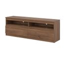 Meuble TV 2 Tiroirs Bois Marron - Qiz - L 150 X L 37 X H 52 Cm