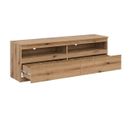 Meuble TV 2 Tiroirs Bois Clair - Qiz - L 150 X L 37 X H 52 Cm