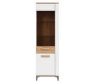 Vitrine Gauche 2 Portes Battantes à LEDs Chêne Miel/blanc - Apodis - L 56.5 X L 39.5 X H 197 Cm