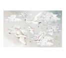 Sticker Mural Céleste Avec Cygnes Et Nuages Décoratifs 155 X 100 Cm Blanc