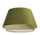 Suspension Extérieur En Tissu Velours Vert Avec Rotin Naturel, Intérieur Crème