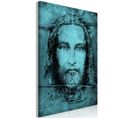 Tableau Shroud Of Turin In Turqoise Vertical 40 X 60 Cm Bleu