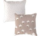 Coussin Pissenlits Pois Blancs Marron