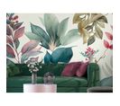 Décor Mural Botanique Feuilles Et Fleurs Pastel 400 X 280 Cm Vert