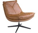 Fauteuil Pivotant Angel Cerda En Cuir Marron Et Acier