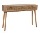 Console Élégante En Bois Avec Tiroirs Pratiques En Rotin