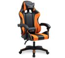 Fauteuil Gamer Ams-800-orange Coloris Noir Et Orange - Coussin Lombaire Et Appuie Tête