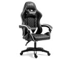 Fauteuil Gamer Ultimate-bk-ice Coloris Noir et Blanche - Coussin Lombaire et Appuie Tête