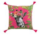 Coussin Pompons Girafe En Fleurs