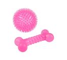 Set De 2 Jouets Balle Et Os Rose 13 X 8 Cm Pour Chien