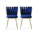 Lot De 2 Chaises Scribe Métal Or Et Velours Bleu