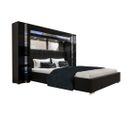 Tête De Lit Avec Rangement Armoire - Pont De Lit Panama 14-hg-b-1-1a Noir/noir Brillant 256x184x35cm