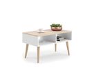 Table Basse Scandinave Slimy - Chêne Claire - Blanc