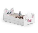 Lit Enfant Mouna Avec Tiroir Et Cadre Inclus - Chat Rose - 140 Cm X 70 Cm