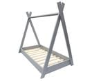 Lit Pour Enfant Maison 2-en-1 Tente Cabane En Bois Naturel (160x80 Cm) - Gris