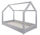 Lit Pour Enfant Maison 2-en-1en Cabane Ludique En Bois Naturel 160x80 Cm - Gris