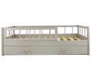 Lit D'enfant Bois Naturel Scandinave 160x80cm Avec Barrière, Double Couchage - Gris