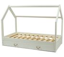 Lit Maison En Bois Naturel Style Scandinave Avec Tiroir De Rangement (160x80cm) - Blanc