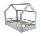 Lit D'enfant Maison Cabane Avec Barrières Et Standard + 160x80 - Gris