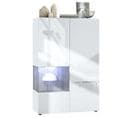 Vitrine Blanc Mat Et Brillant Insertion Anthracite  (lxhxp) : 91,5 X 136,5 X 37 Cm + LED Blanc