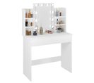 Coiffeuse Blanche Avec LED Et Tabouret 108 X 142 X 40 Cm (lxhxp)