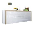 Buffet  Blanc Haute Brillance Bordure Chêne Brut Mdf (hxlxp) : 72 X 200 X 35