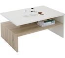 Table Basse Aspect Chêne Sonona Et Blanc 42 x 90 x 60 cm (HxLxP)