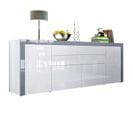 Buffet  Blanc Et Gris Haute Brillance   (lxhxp): 200 X 72 X 35