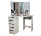 Coiffeuse D'angle Blanche  Avec LED Et Tabouret 110 X 141,5 X 54 Cm (hxlxp)