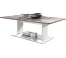 Table Basse  En Blanc Avec Plateau De Dessus En Gris Sable Haute Brillance 40 X 120 X 70