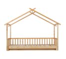 Lit cabane enfant extensible 90x200, lit simple et double, en bois massif, naturel