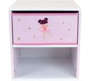 Chevet Avec Tiroir / Table De Nuit Pour Enfant - Danseuse Ballerine - H.36 X L. 33 X P. 30 Cm