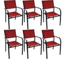 Fauteuil En Aluminium Duca (lot De 6) Graphite Et Rouge