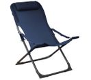 Chaise Relax En Acier Et Toile Easy Bleu