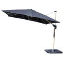 Emeraude - Parasol Déporté 3x3m Double Inclinaison - Effet Bois - Gris Anthracite