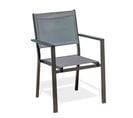 Fauteuil De Jardin Empilable En Aluminium Et Toile Plastifiée Grise - Tolede