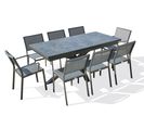 Ensemble Repas De Jardin 8 Places En Aluminium Avec Hpl Effet Marbre - Caicos