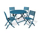 Ensemble Repas De Jardin 4 Places En Aluminium Bleu Canard - Marius