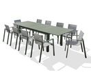 Ensemble Repas De Jardin 10 Places En Aluminium Kaki - Miami