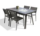 Ensemble Repas De Jardin 4 Places En Aluminium Gris Anthracite - Stockholm