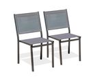 Lot De 2 Chaises De Jardin En Aluminium Et Toile Plastifiée Grise - Tolede