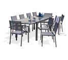 Ensemble Repas 10 Places En Aluminium Anthracite Et Plateau Verre - Tolede