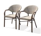 Lot De 2 Fauteuils De Jardin En Aluminium Marron Et Textilène Beige - Ushuaia