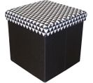 Pouf Coffre Carré Pliable Scandinave Noir